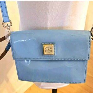 New W Tags Dooney& Bourke East West Flap Crossbody Bag Patent Leather Blue Purse